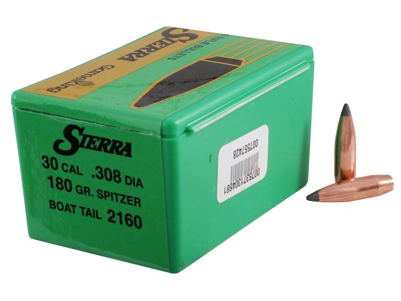 Sierra Bullets .30 Caliber (.308 Diameter) 180 Gr. GameKing Spitzer Boat Tail- Box of 100- 2160
