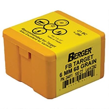 Berger Bullets .243 Caliber, 6mm (243 Diameter) 68 Gr Target Flat Base- Box of 100