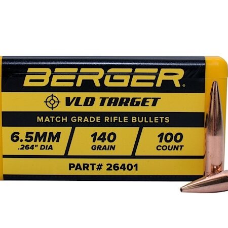 Berger Bullets .264 Caliber, 6.5mm (264 Diameter) 140 Gr Target VLD Hollow Point Boat Tail- Box of 100