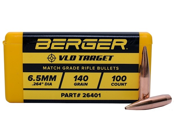 Berger Bullets .264 Caliber, 6.5mm (264 Diameter) 140 Gr Target VLD Hollow Point Boat Tail- Box of 100