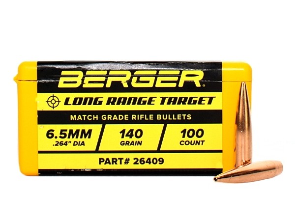 Berger Bullets .264 Caliber, 6.5mm (264 Diameter) 140 Gr Long Range Target Boat Tail- Box of 100