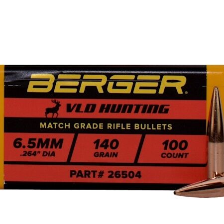 Berger Bullets .264 Caliber, 6.5mm (264 Diameter) 140 Gr Hunting VLD HPBT- Box of 100