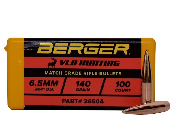 Berger Bullets .264 Caliber, 6.5mm (264 Diameter) 140 Gr Hunting VLD HPBT- Box of 100