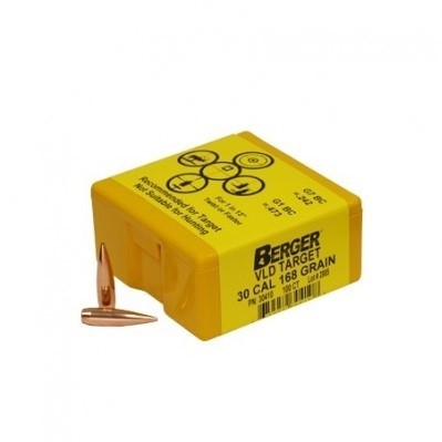 Berger Bullets .30 Caliber (308 Diameter) 168 Gr. Target VLD Hollow Point Boat Tail- Box of 100