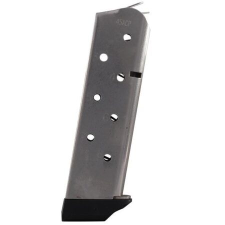Chip McCormick Match Grade 1911 Government/Commander .45 ACP 8-Round Magazine with Base Pad- Stainless Steel- 14111