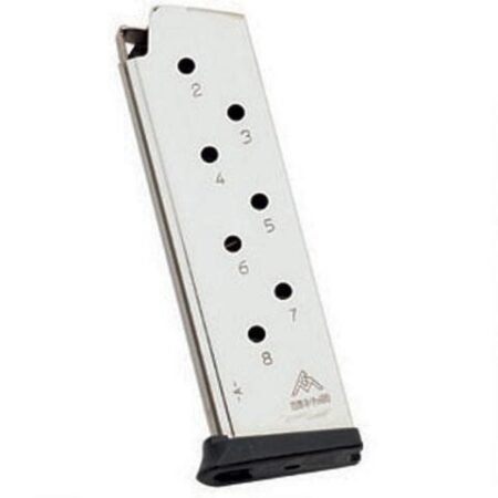 Mec-Gar 1911 Government, Commander .45 ACP 8-Round Magazine with Base Pad- Steel Nickel- MGCG4508NPF