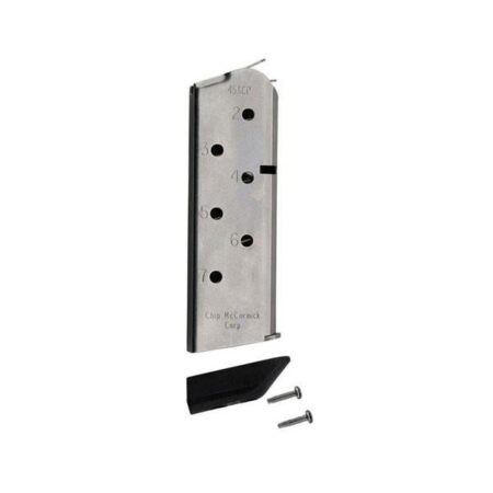 Chip McCormick Match Grade 1911 Officer/Compact .45 ACP 7-Round Magazine with Base Pad- Stainless Steel- 14121