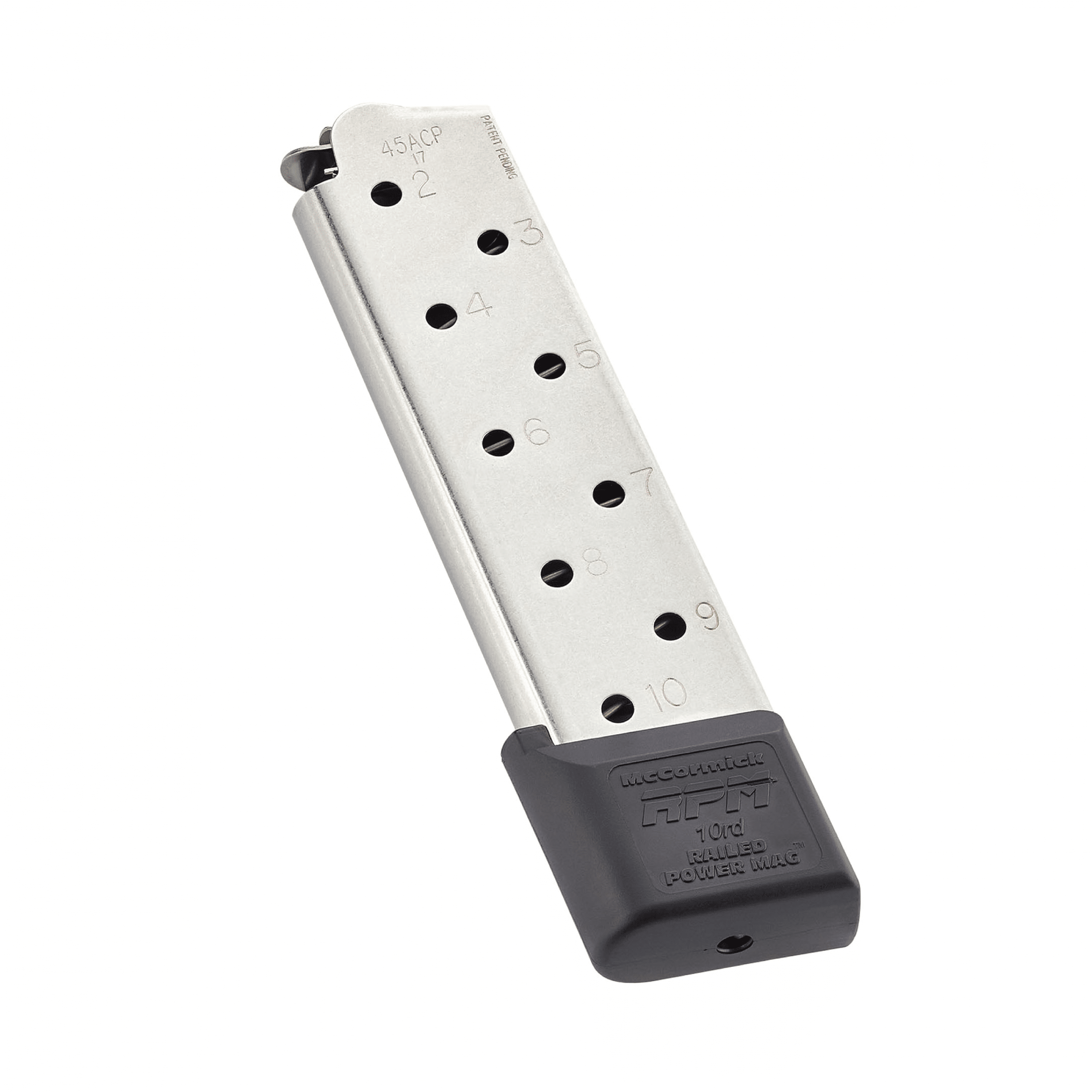 Chip McCormick RPM 1911 Government/Commander .45 ACP 10-Round Magazine with Base Pad- Stainless Steel- 17150