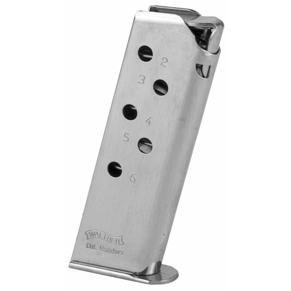 Walther PPK .380 ACP 6-Round Magazine- Steel Nickel- 2246009