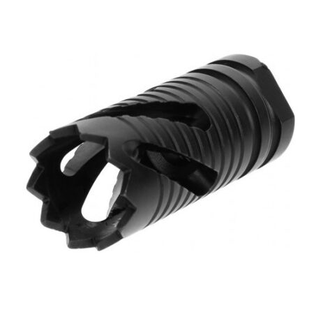 an image of the product AR15 9mm Crown Style Muzzle Brake 1/2"x36 Thread with Crush Washer- Steel Oxide - MZ1021-9MM