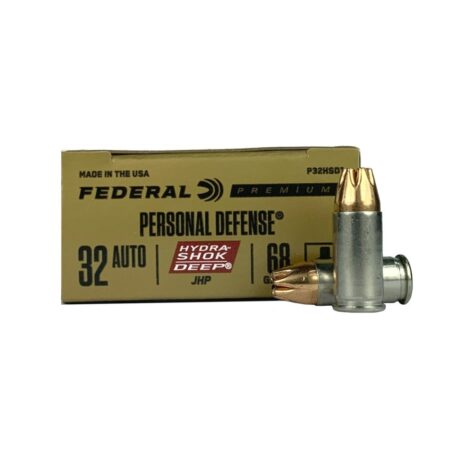 an image of the product Federal Premium Personal Defense .32 Auto 68 Gr. Hydra-Shok DEEP Jacketed Hollow Point- Box of 20 - P32HSD1