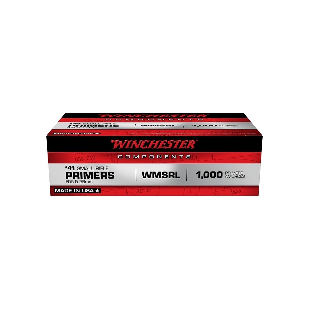 Winchester Small Rifle 5.56mm NATO Military Primers #41- Box of 1000 (HAZMAT Fee Required)- WMSRL
