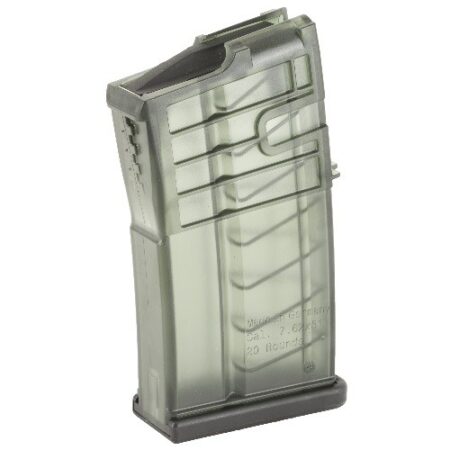 H&K HK 417/MR762 7.62mm 20-Round Magazine- Translucent Black Polymer- 234708S