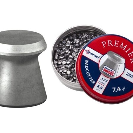 an image of the product Crosman Premier .177 Caliber/4.5mm Wadcutter Pellets- Tin of 250 - 6177