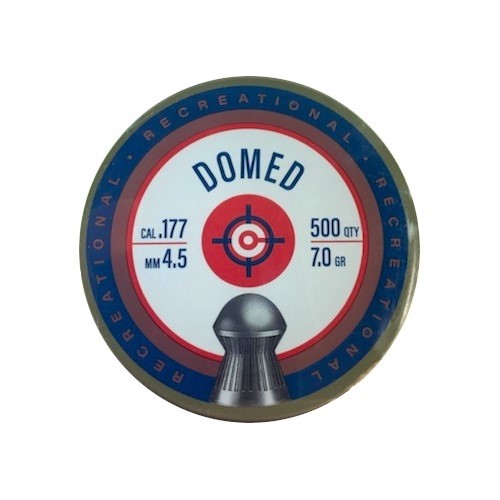 an image of the product Crosman Recreational .177 Caliber/4.5mm Domed Pellets- Tin of 500 - LDE7