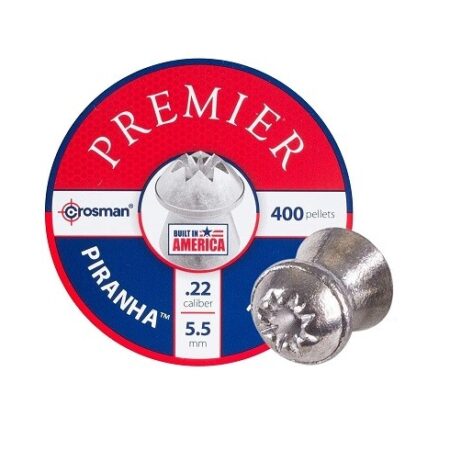 an image of the product Crosman Premier Piranha .22 Caliber/5.5mm Hollow Point Pellets- Tin of 400 - LPPH2