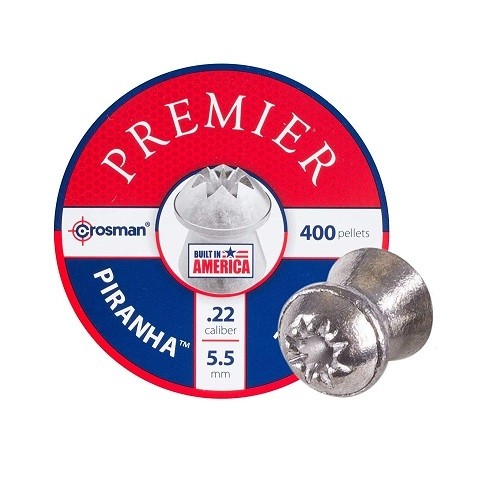 an image of the product Crosman Premier Piranha .22 Caliber/5.5mm Hollow Point Pellets- Tin of 400 - LPPH2