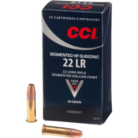 CCI Quik-Shok .22 Long Rifle Subsonic 40 Gr. Plated Lead Segmented Hollow Point- Box of 50