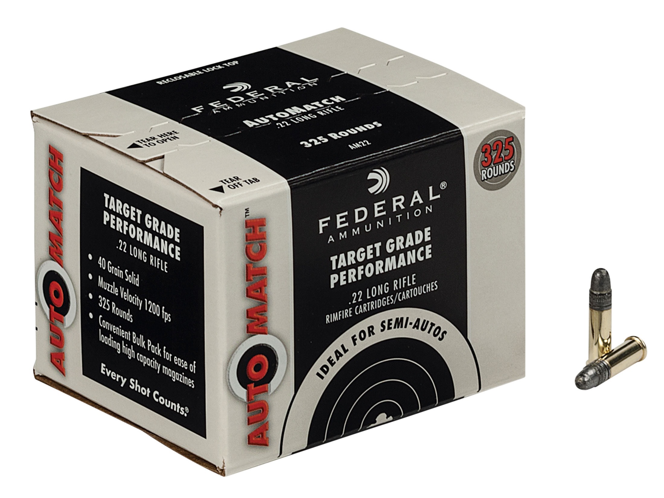 Federal AutoMatch Target .22 Long Rifle 40 Gr. Lead Round Nose- Box of 325