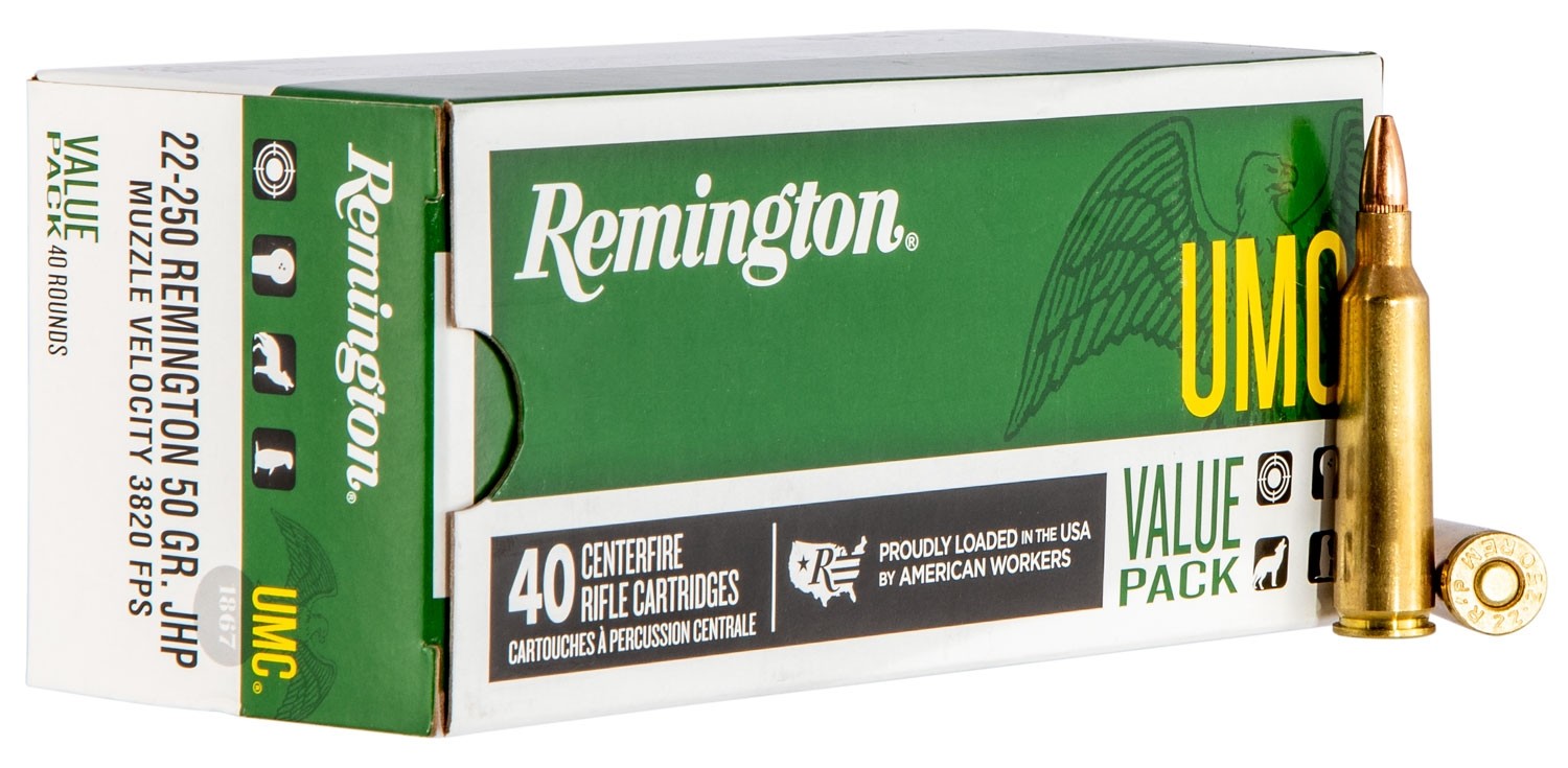 Remington UMC .22-250 Remington 50 Gr. Jacketed Hollow Point- Box of 40