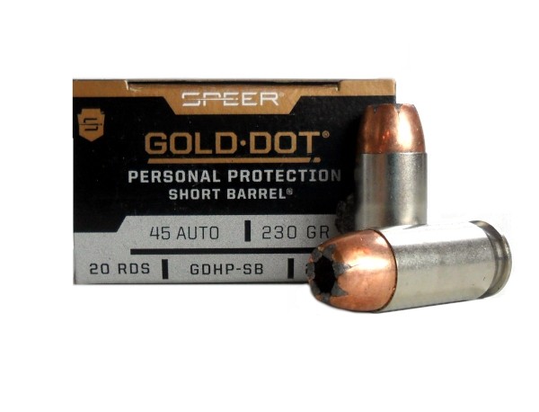 Speer Gold Dot Personal Protection Short Barrel .45 ACP 230 Gr. Gold Dot Jacketed Hollow Point- Box of 20