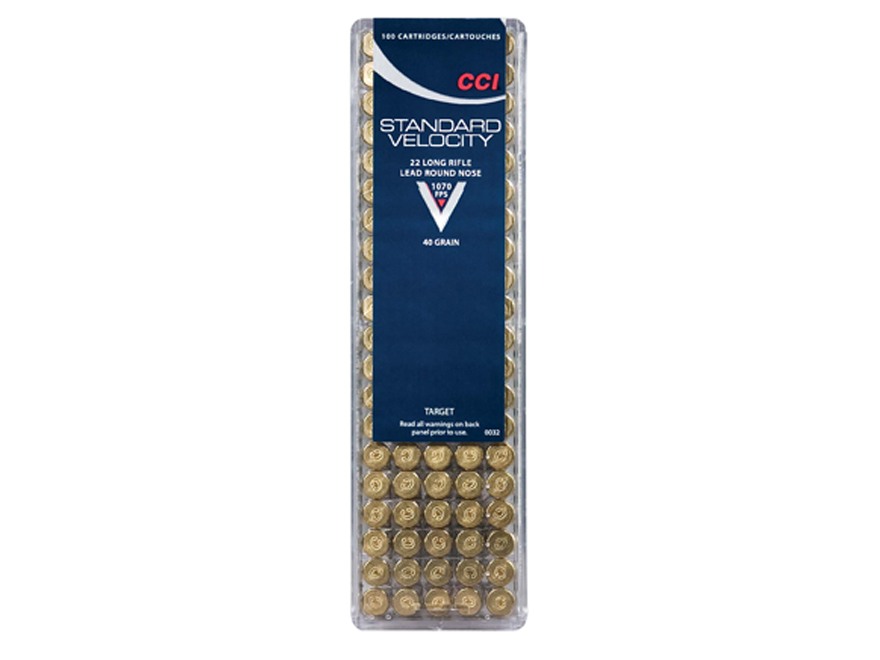CCI Standard Velocity .22 Long Rifle 40 Gr. Lead Round Nose- Box of 100