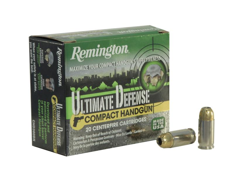 Remington Compact Handgun Defense .380 ACP 102 Gr. Brass JHP- Box of 20