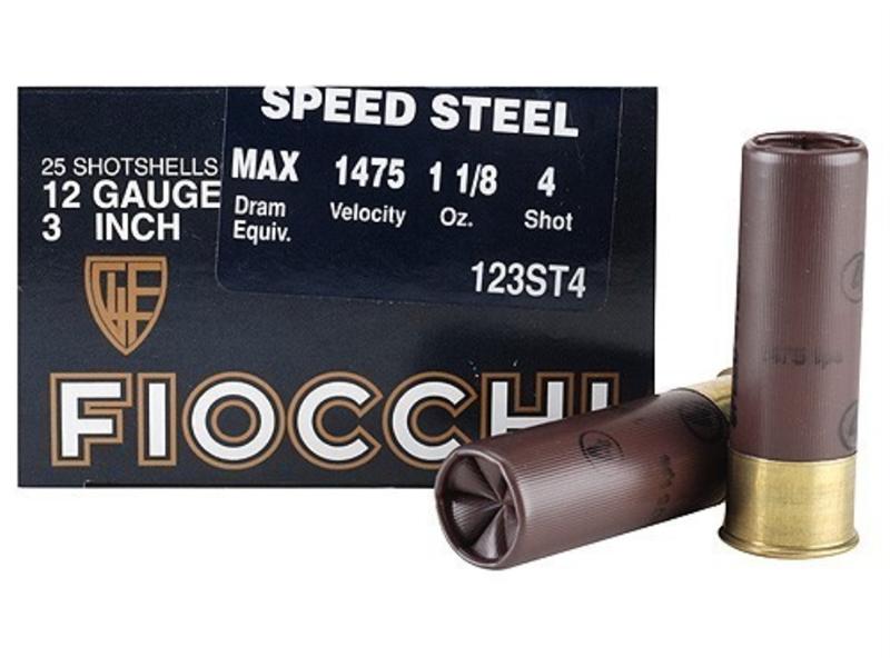Fiocchi Speed Steel 12 Gauge 3" 1-1/8 oz #4 Non-Toxic Steel Shot- Box of 25