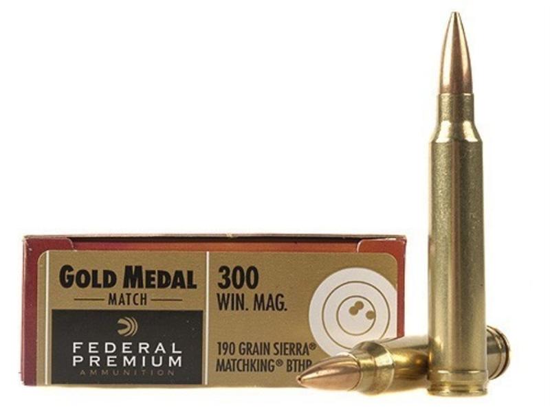 Federal Premium Gold Medal .300 Winchester Magnum 190 Gr. Sierra MatchKing Hollow Point Boat Tail- Box of 20
