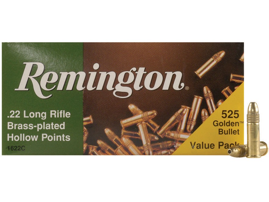 Remington Golden Bullet .22 Long Rifle 36 Gr. Plated Lead Hollow Point- Box of 525