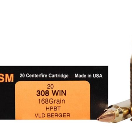 HSM Trophy Gold .308 Winchester 168 Gr. Berger Hunting VLD Hollow Point Boat Tail- Box of 20
