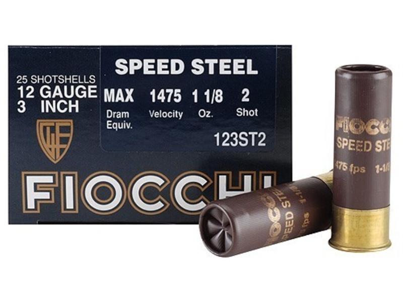 Fiocchi Speed Steel 12 Gauge 3" 1-1/8 oz #2 Non-Toxic Steel Shot- Box of 25