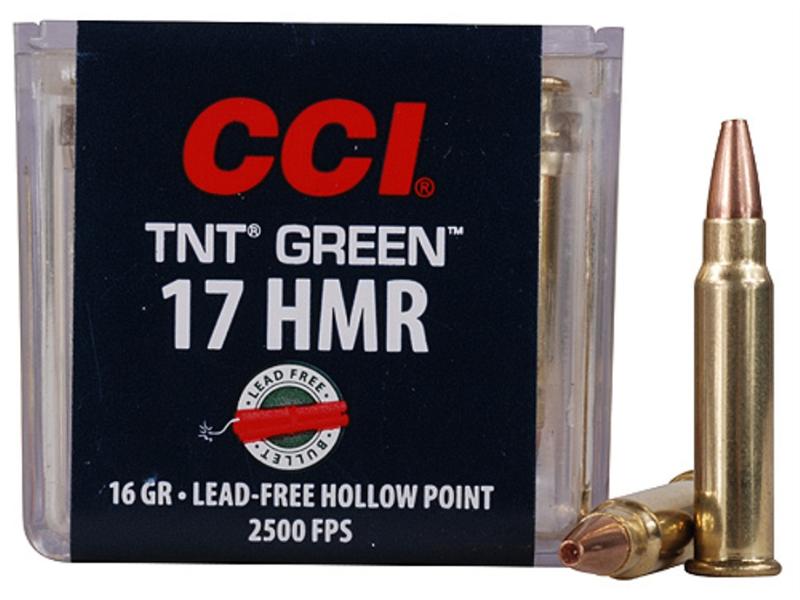 CCI .17 Hornady Magnum Rimfire (HMR) 16 Gr. Speer TNT Green Hollow Point- Lead-Free- Box of 50