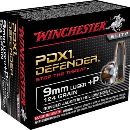 Winchester Elite Self Defense 9mm Luger +P 124 Gr. Bonded PDX1 Jacketed Hollow Point- Box of 20