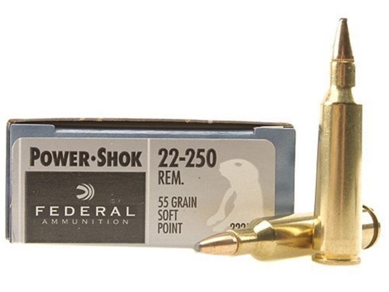 Federal Power-Shok .22-250 Remington 55 Gr. Soft Point- Box of 20