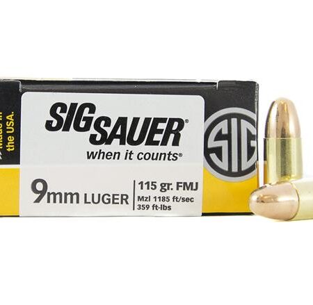 SIG SAUER Elite Performance 9mm Luger 115 Gr. Full Metal Jacket- Box of 50