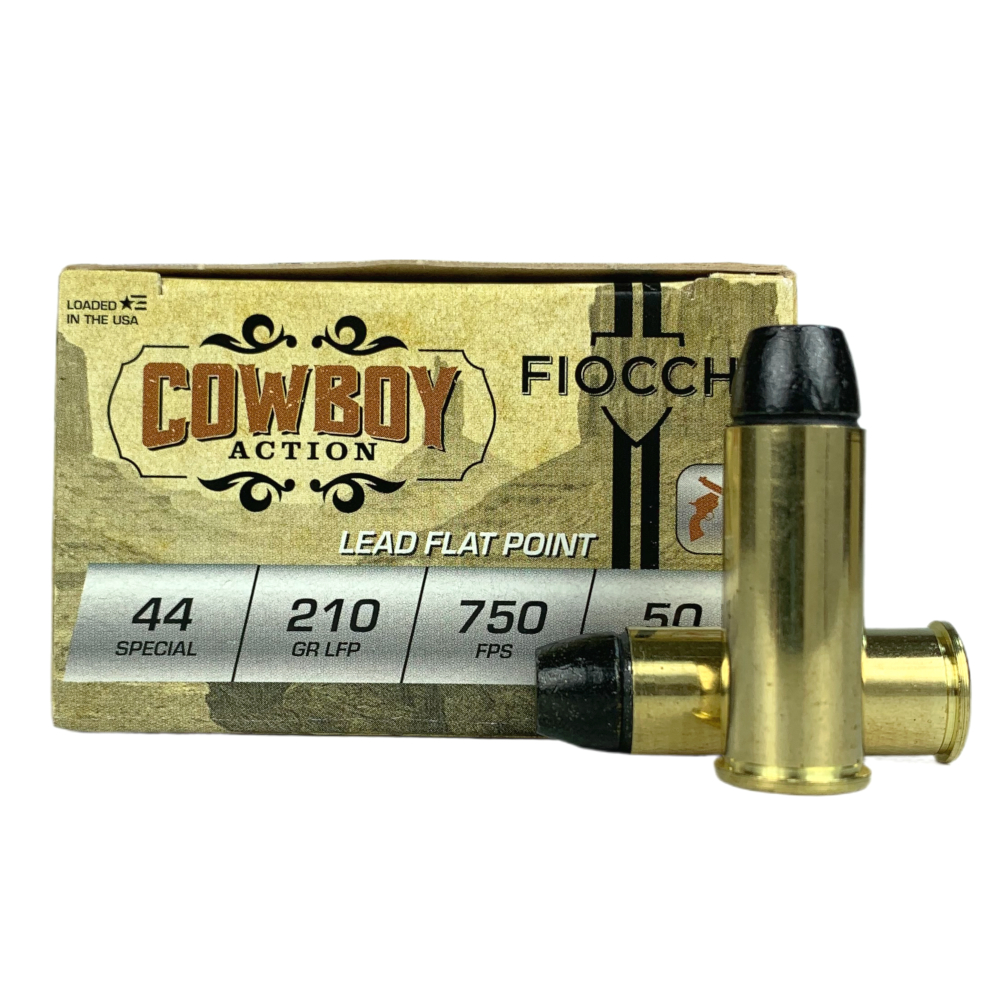 an image of the product Fiocchi Cowboy Action .44 Special 210 Gr. Lead Round Nose Flat Point- Box of 50 - 44SCA