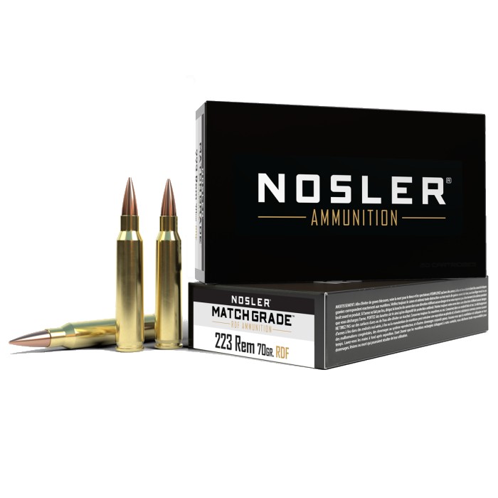 Nosler Match Grade .223 Remington 70 Gr. RDF Hollow Point Boat Tail Match- Box of 20
