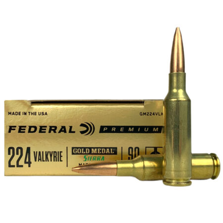 Federal Premium Gold Medal .224 Valkyrie 90 Gr. Sierra MatchKing Hollow Point Boat Tail- Box of 20