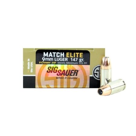 SIG SAUER Match Elite Competition 9mm Luger 147 Gr. V-Crown JHP- Box of 50