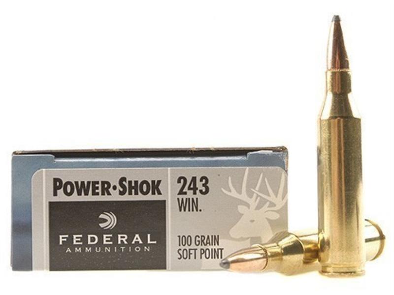 Federal Power-Shok .243 Winchester 100 Gr. Soft Point- Box of 20