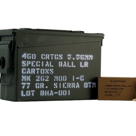 Black Hills MK262 MOD1-C 5.56x45mm NATO  77 Gr. Sierra OTM- Ammo Can of 460
