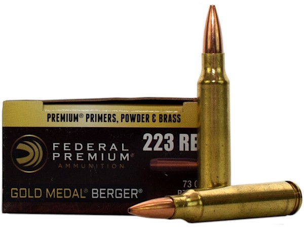 Federal Premium Gold Medal Berger .223 Remington 73 Gr. Berger Hybrid Hollow Point Boat Tail- Box of 20