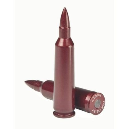 an image of the product A-ZOOM Action Proving Dummy Round, 22-250 Remington, Snap Cap, Package of 2- 12254