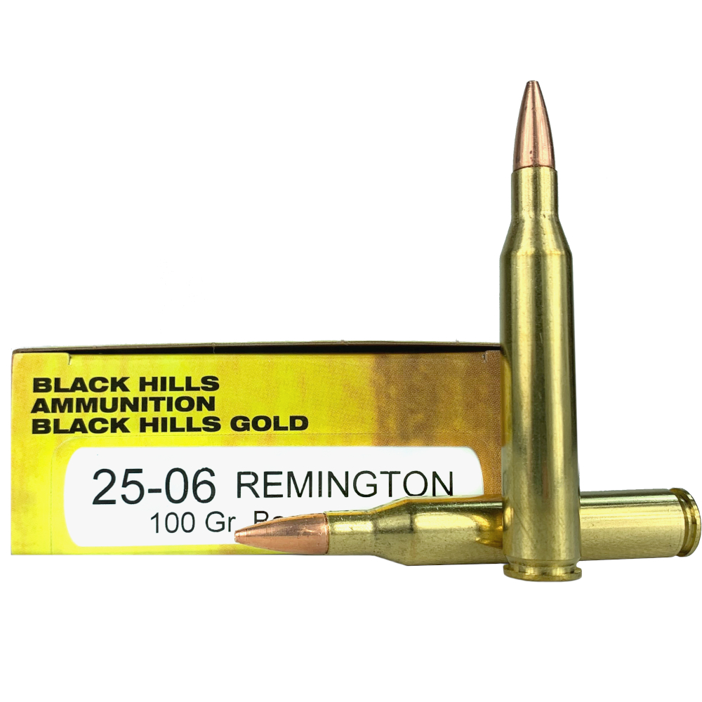 an image of the product Black Hills Gold .25-06 Remington 100 Gr. Barnes Triple-Shock X Bullets Hollow Point Flat Base- Lead-Free- Box of 20