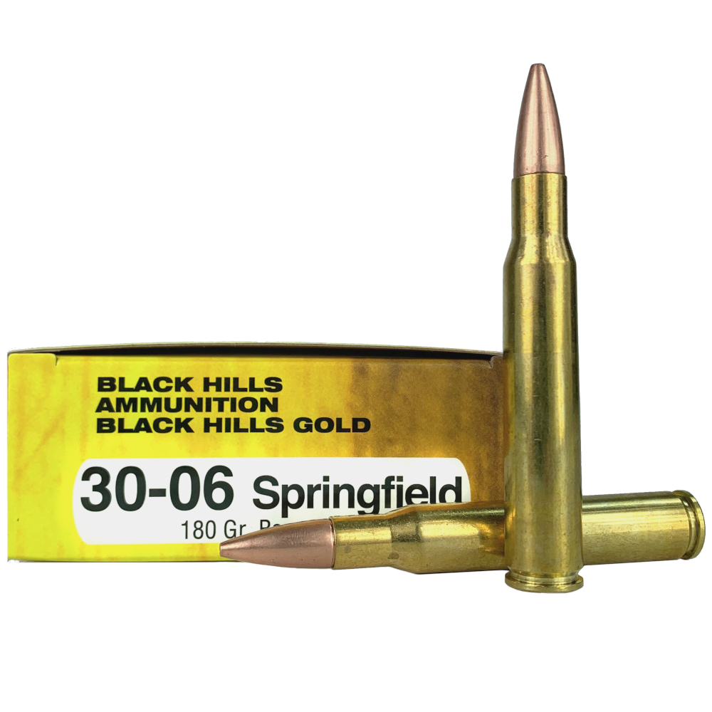 an image of the product Black Hills Gold .30-06 Springfield 180 Gr. Barnes TSX Hollow Point Flat Base- Lead-Free- Box of 20