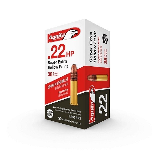 Aguila Super Extra High Velocity .22 Long Rifle 38 Gr. Copper Plated Hollow Point- Box of 50