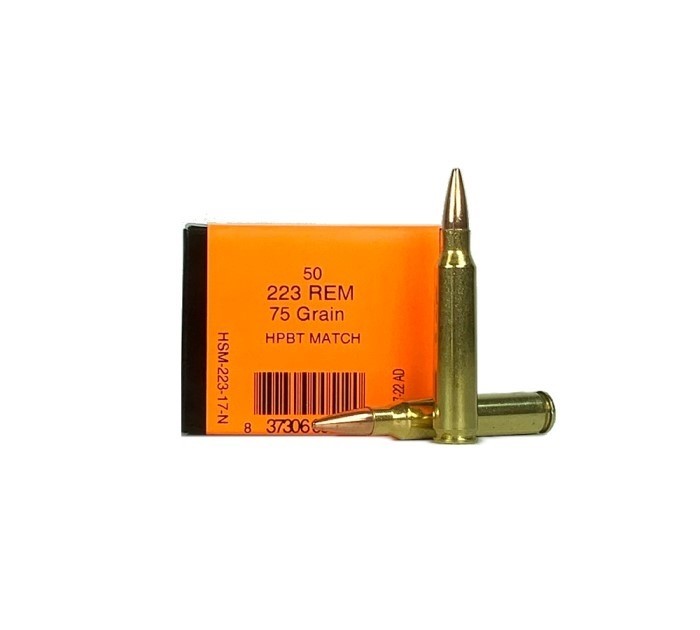 HSM .223 Remington 75 Gr. Hollow Point Boat Tail Match- Box of 50