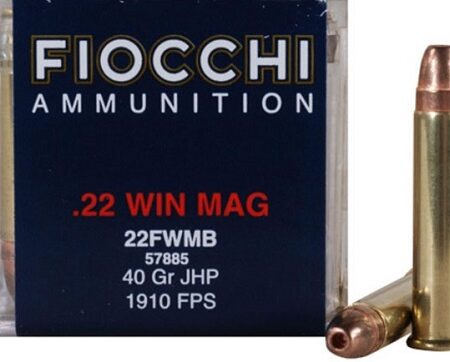an image of the product Fiocchi Shooting Dynamics .22 Winchester Magnum Rimfire (WMR) 40 Gr. Jacketed Hollow Point- Box of 50 - 22FWMB
