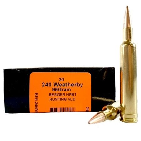 HSM Trophy Gold .240 Weatherby Magnum 95 Gr. Berger Hunting VLD Hollow Point Boat Tail- Box of 20